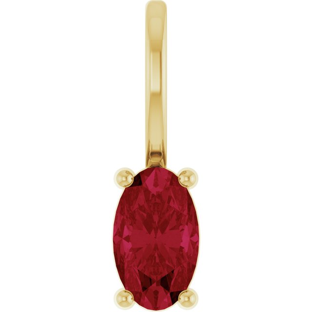 14K White  Lab-Grown Ruby Charm/Pendant