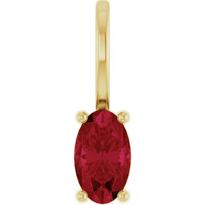 14K White  Lab-Grown Ruby Charm/Pendant