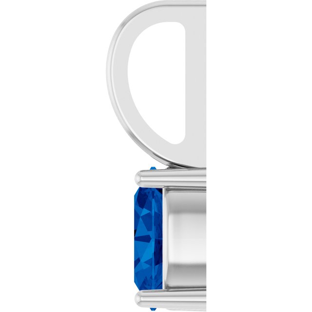 14K White  Lab-Grown Blue Sapphire Charm/Pendant
