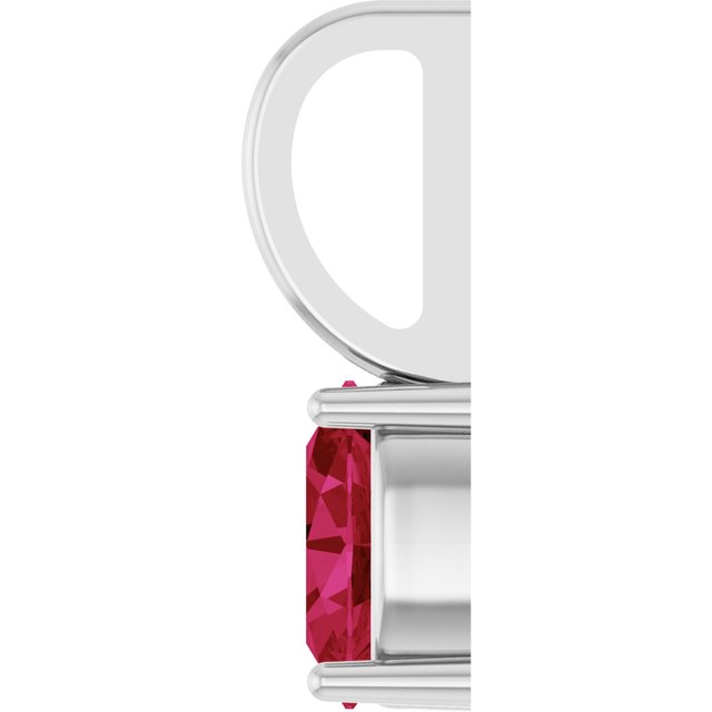 14K White  Lab-Grown Ruby Charm/Pendant
