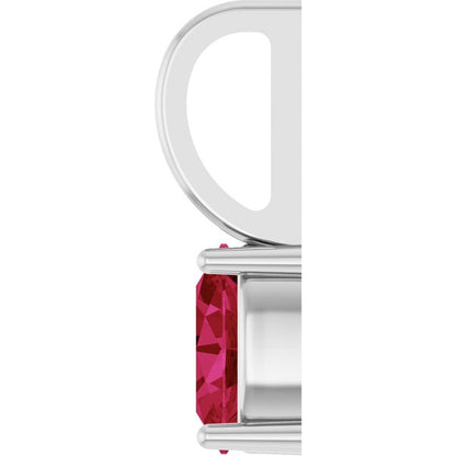 14K White  Lab-Grown Ruby Charm/Pendant