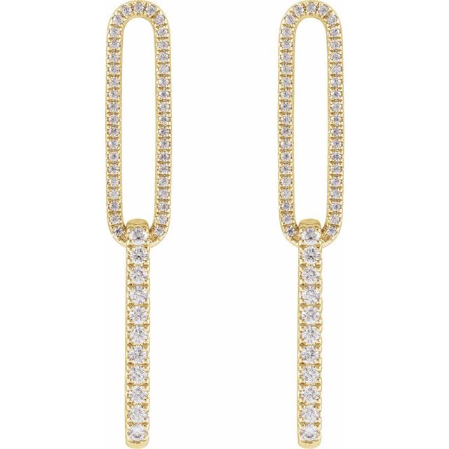14K Yellow 1/2 CTW Lab-Grown Diamond Elongated Link Earrings