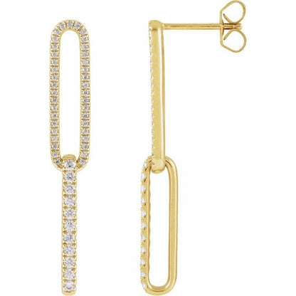 14K Yellow 1/2 CTW Lab-Grown Diamond Elongated Link Earrings