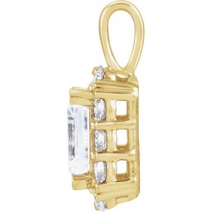14K Yellow 1 1/2 CTW Lab-Grown Diamond Halo-Style Pendant