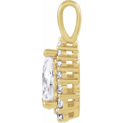 14K Yellow 1 1/2 CTW Lab-Grown Diamond Halo-Style Pendant