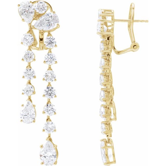 14K Yellow 9 1/2 CTW Lab-Grown Diamond Dangle Earrings