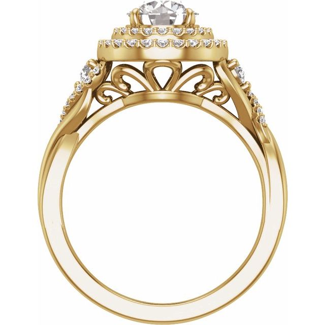 Round Cut Lab Diamond Double Halo Engagement Ring