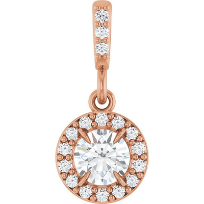 14K White 3/8 CTW Lab-Grown Diamond Halo-Style Pendant