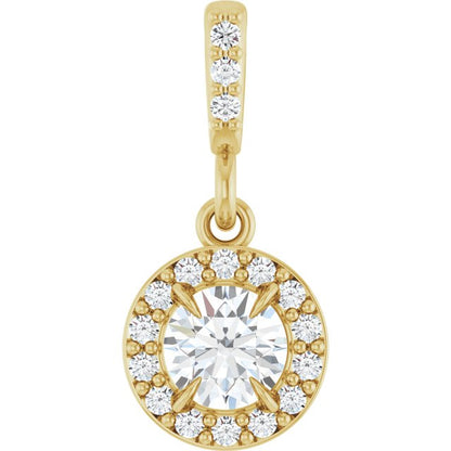 14K White 3/8 CTW Lab-Grown Diamond Halo-Style Pendant
