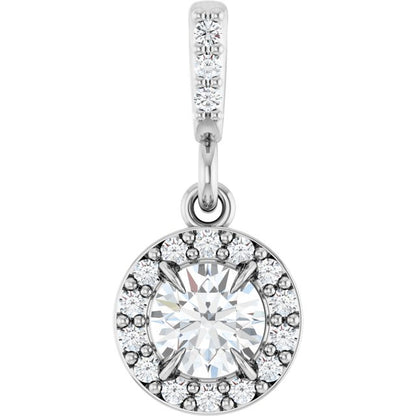 14K White 3/8 CTW Lab-Grown Diamond Halo-Style Pendant