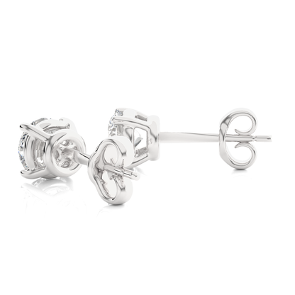 14K White Gold Round Solitaire Stud Earrings