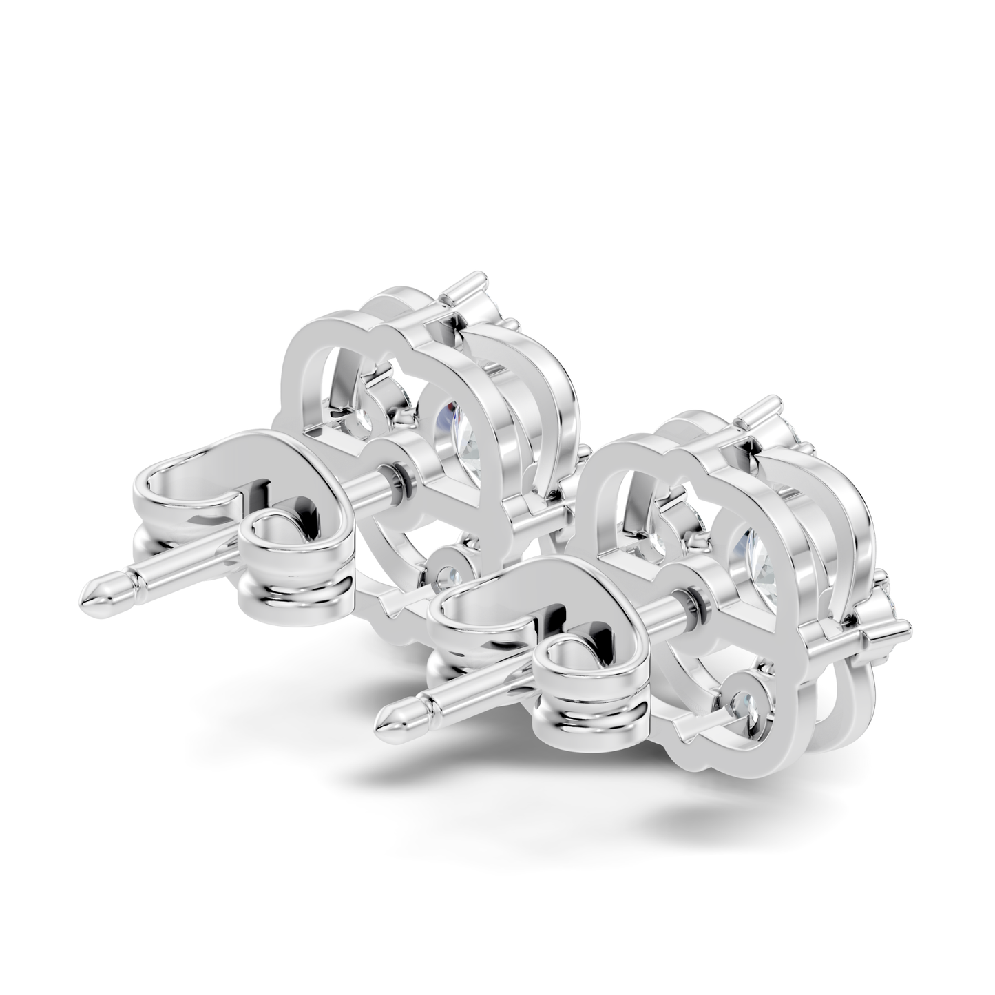 Round Cut Lab Grown Diamond Floral Cluster Square Stud Earring