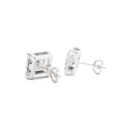 Princess Cut Lab Grown Diamond Halo Stud Earrings