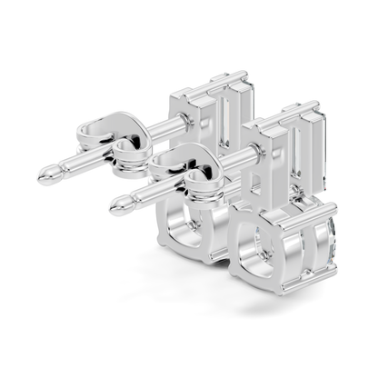 Baguette & Cushion Cut Studs Prong Set Lab grown Diamond Earring