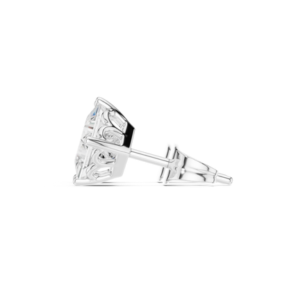 Princess Lab Grown Solitaire Prong Set Diamond Stud Earring