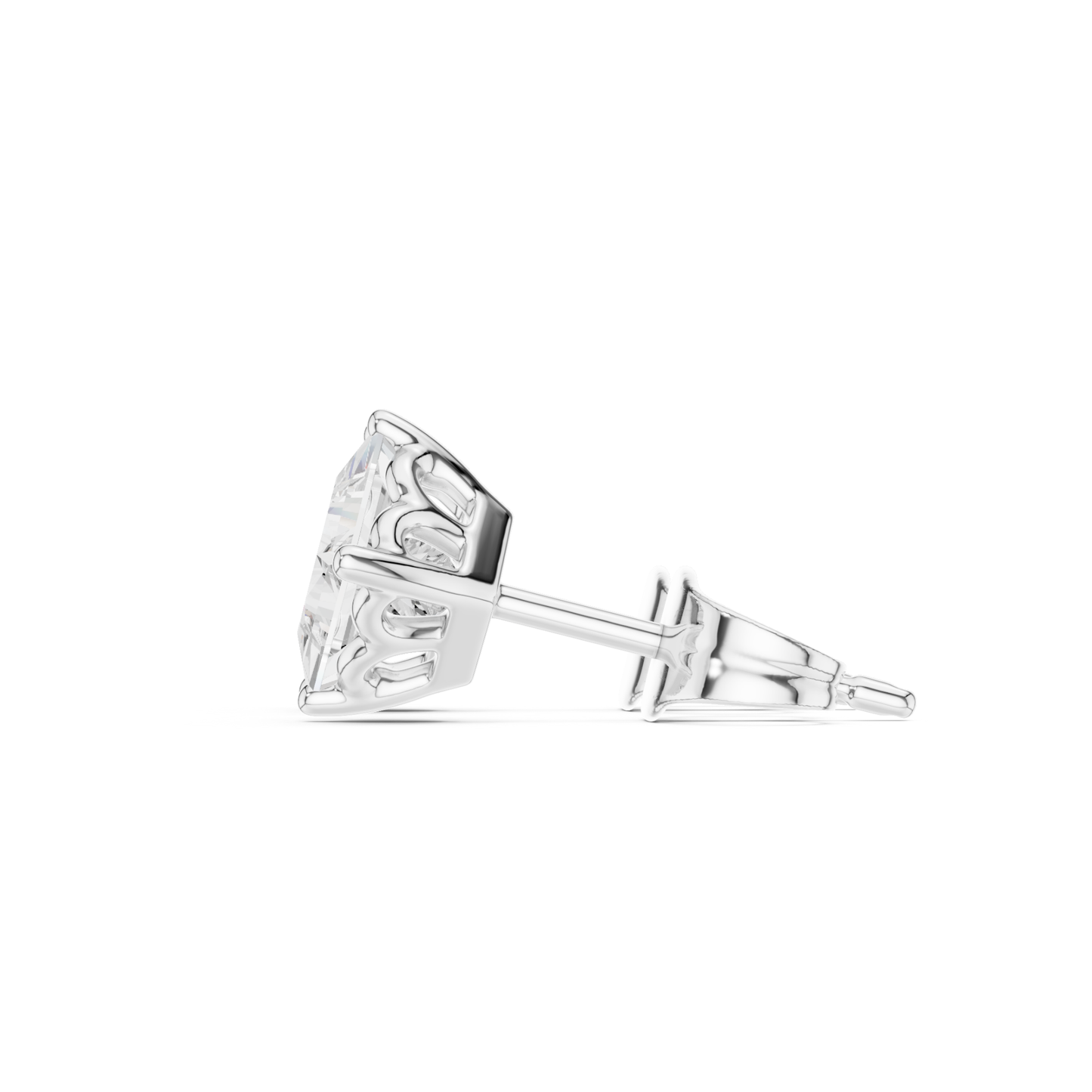 Princess Cut Lab Grown Diamond Prong Set Stud Earring