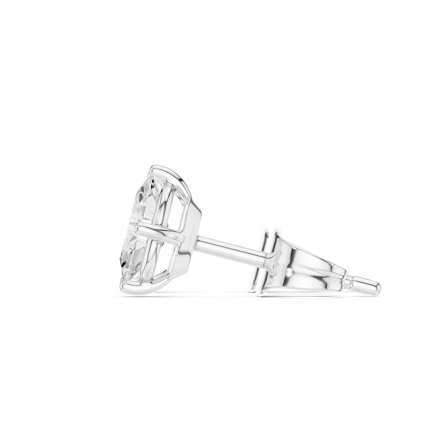 Oval Cut Lab Grown Diamond Solitaire 4 Prong Set Stud Earring