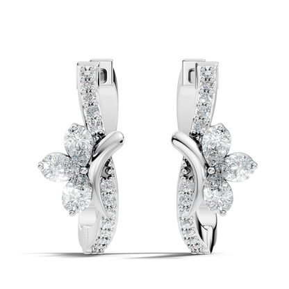 Pear and Round Cut Lab Grown Diamond Hinged Hoop Earring