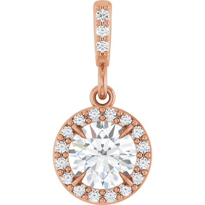14K White 3/8 CTW Lab-Grown Diamond Halo-Style Pendant