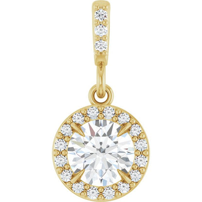 14K White 3/8 CTW Lab-Grown Diamond Halo-Style Pendant