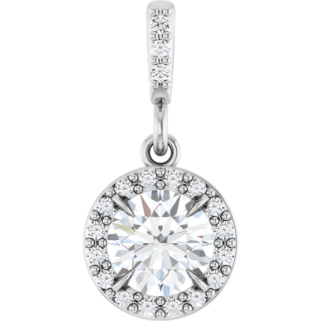 14K White 3/8 CTW Lab-Grown Diamond Halo-Style Pendant