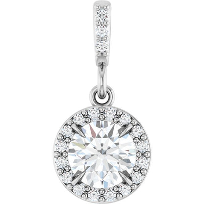 14K White 3/8 CTW Lab-Grown Diamond Halo-Style Pendant
