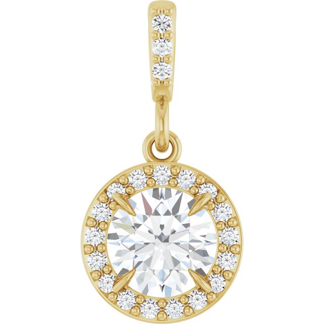 14K White 3/8 CTW Lab-Grown Diamond Halo-Style Pendant