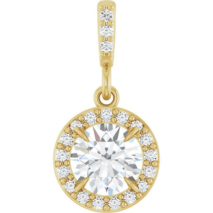 14K White 3/8 CTW Lab-Grown Diamond Halo-Style Pendant