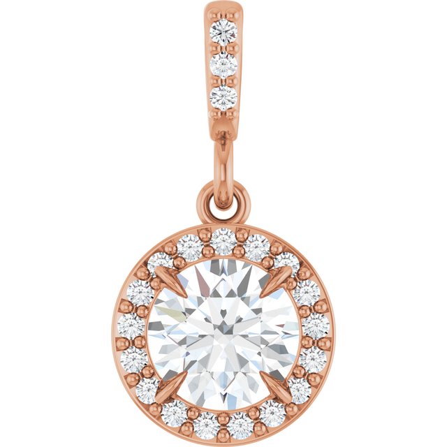 14K White 3/8 CTW Lab-Grown Diamond Halo-Style Pendant