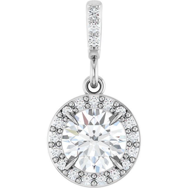 14K White 3/8 CTW Lab-Grown Diamond Halo-Style Pendant