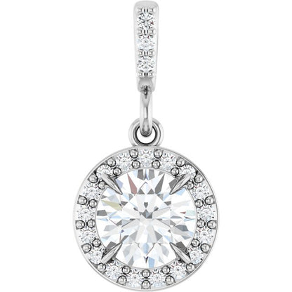 14K White 3/8 CTW Lab-Grown Diamond Halo-Style Pendant