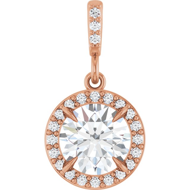 14K White 3/8 CTW Lab-Grown Diamond Halo-Style Pendant