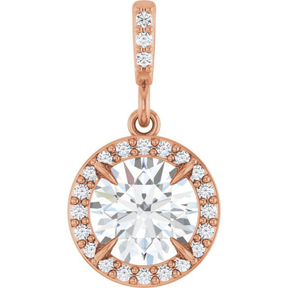 14K White 3/8 CTW Lab-Grown Diamond Halo-Style Pendant