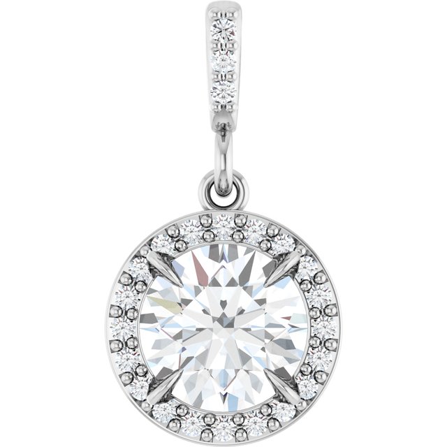 14K White 3/8 CTW Lab-Grown Diamond Halo-Style Pendant