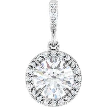 14K White 3/8 CTW Lab-Grown Diamond Halo-Style Pendant