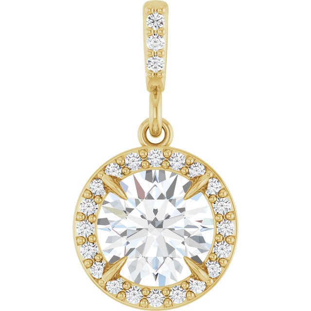 14K White 3/8 CTW Lab-Grown Diamond Halo-Style Pendant