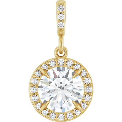 14K White 3/8 CTW Lab-Grown Diamond Halo-Style Pendant
