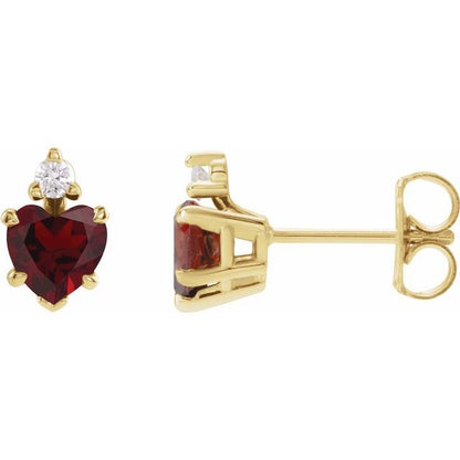 14K Yellow Lab-Grown Ruby & .06 CTW Natural Diamond Stud Earrings