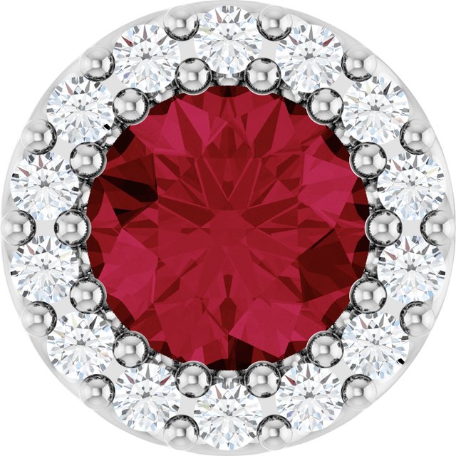 14K Rose Lab-Grown Ruby & .08 CT Natural Diamond Halo-Style Pendant