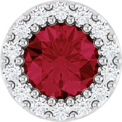 14K Rose Lab-Grown Ruby & .08 CT Natural Diamond Halo-Style Pendant
