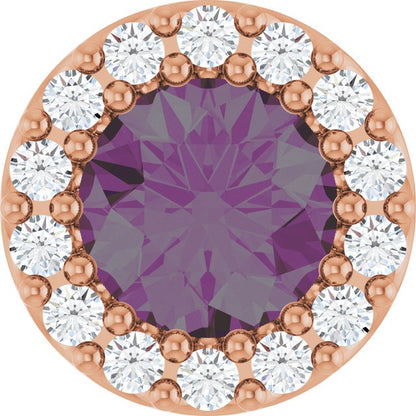 14K Rose Lab-Grown Alexandrite & .08 CT Natural Diamond Halo-Style Pendant