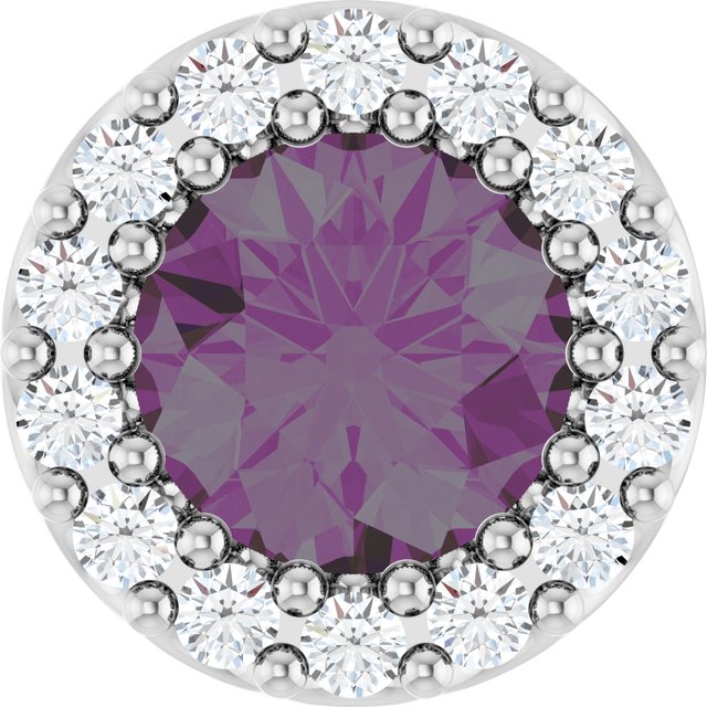 14K Rose Lab-Grown Alexandrite & .08 CT Natural Diamond Halo-Style Pendant