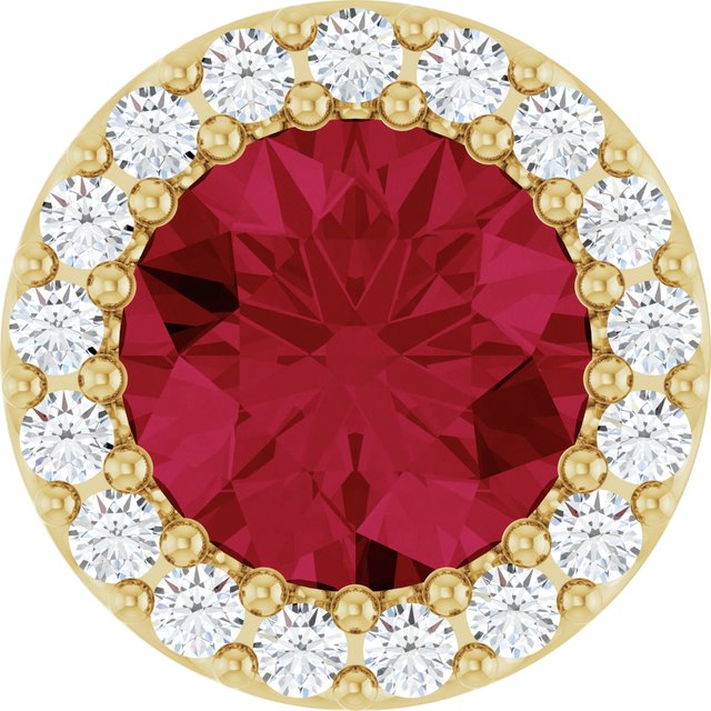 14K Rose Lab-Grown Ruby & .08 CT Natural Diamond Halo-Style Pendant