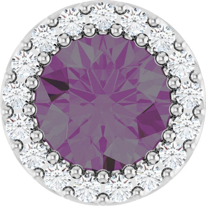 14K Rose Lab-Grown Alexandrite & .08 CT Natural Diamond Halo-Style Pendant