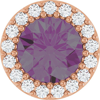 14K Rose Lab-Grown Alexandrite & .08 CT Natural Diamond Halo-Style Pendant