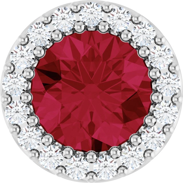 14K Rose Lab-Grown Ruby & .08 CT Natural Diamond Halo-Style Pendant