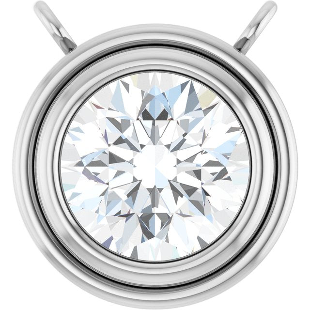 14K White 3/8 CT Lab-Grown Diamond Bezel Set Pendant Center