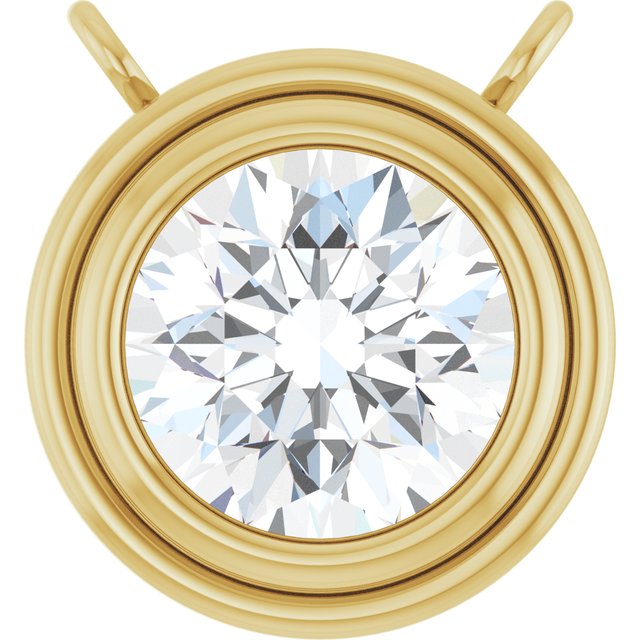14K White 3/8 CT Lab-Grown Diamond Bezel Set Pendant Center