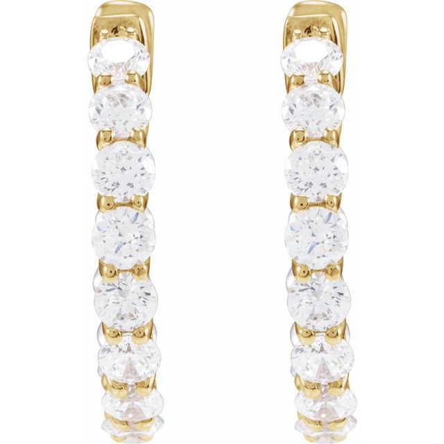 14K Yellow 2 1/5 CTW Lab-Grown Diamond Inside-Outside  Hoop Earrings