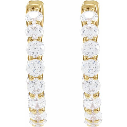 14K Yellow 2 1/5 CTW Lab-Grown Diamond Inside-Outside  Hoop Earrings